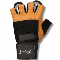 Перчатки для фитнеса INDIGO с широким напульсником кожа,эластан SB-16-1073 Коричнево-черный